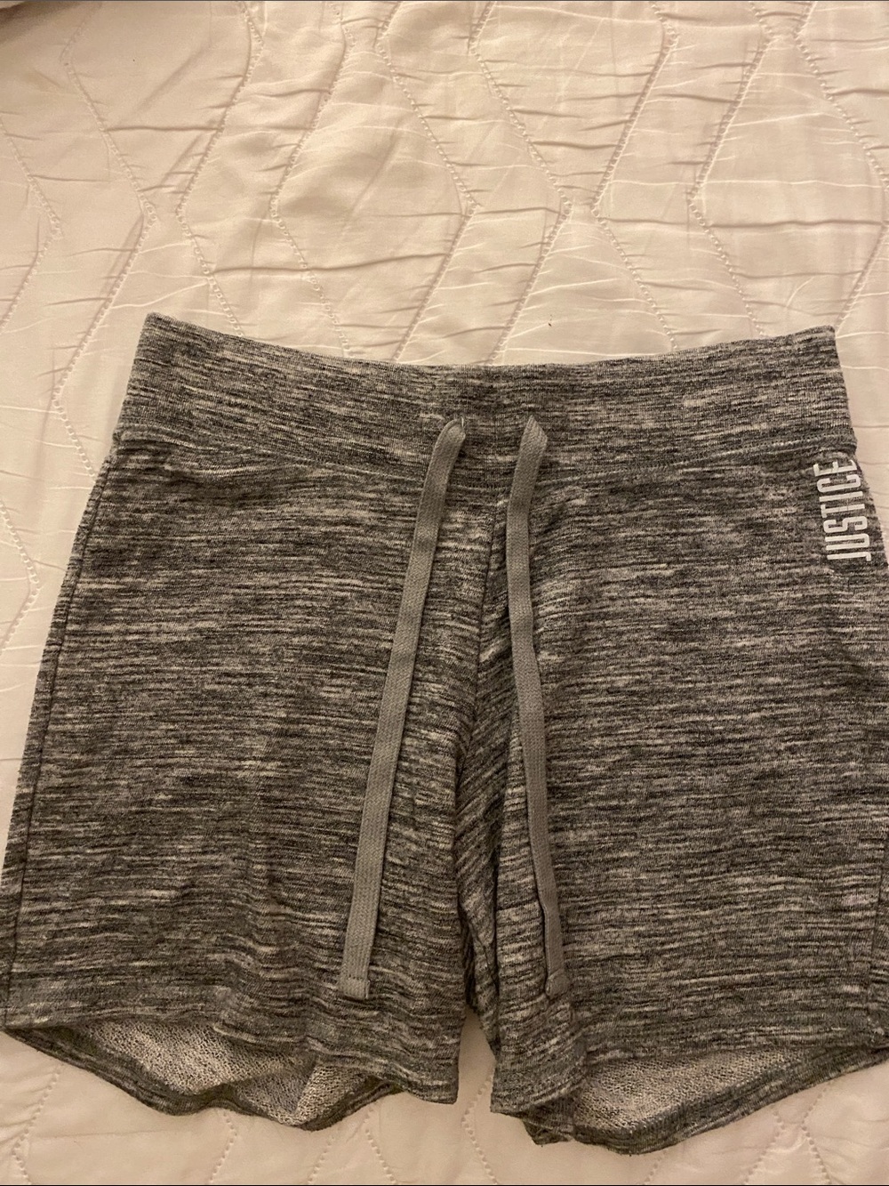 Justice Grey Heather Knit Drawstring Athletic Shorts